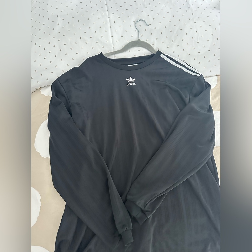 adidas Originals XL Black Long Sleeve 3-Stripes Trefoil Tee